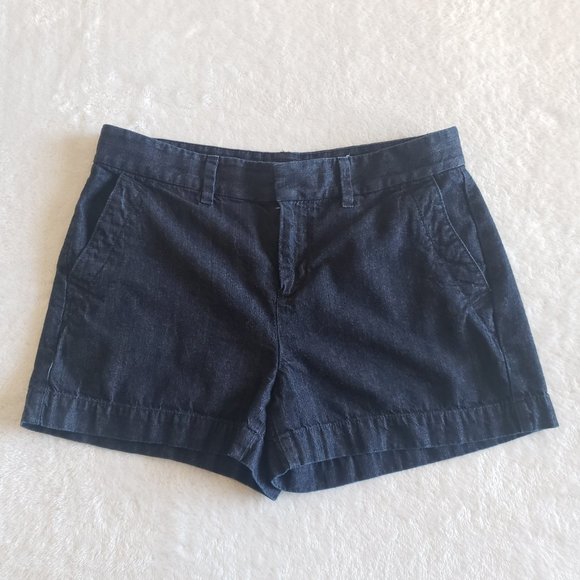 LOFT Chino Mid Rise Dark Wash Denim Shorts Blue SZ 27/4 - Picture 4 of 15